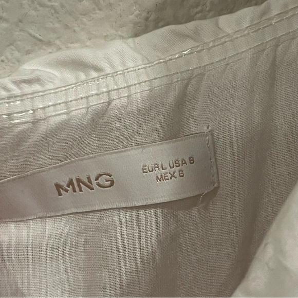 Mango Puff Sleeve Cotton Poplin midi Dress white size 8/large cottage core - Picture 7 of 12